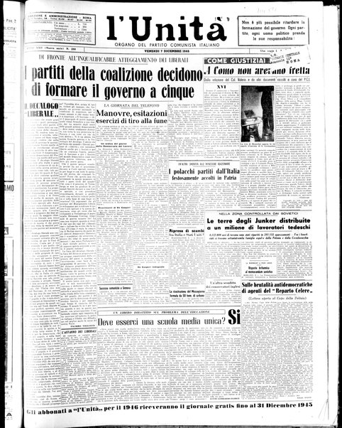 L'Unità : organo centrale del Partito comunista italiano